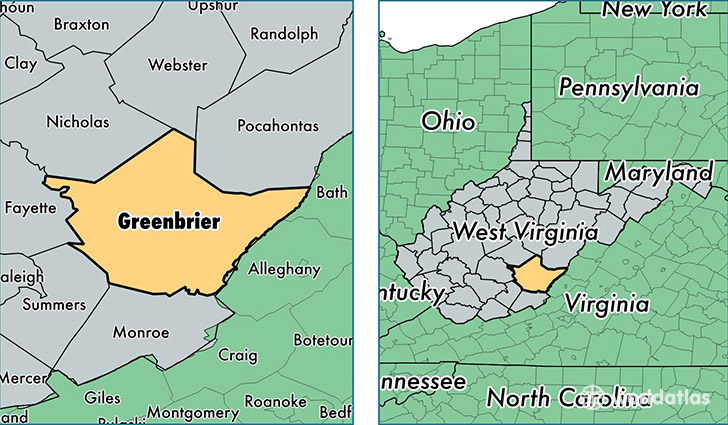 location of Greenbrier county on a map