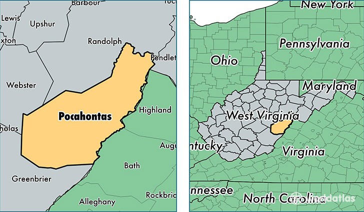 location of Pocahontas county on a map