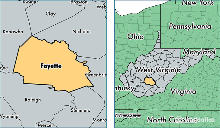 location of Fayette county on a map