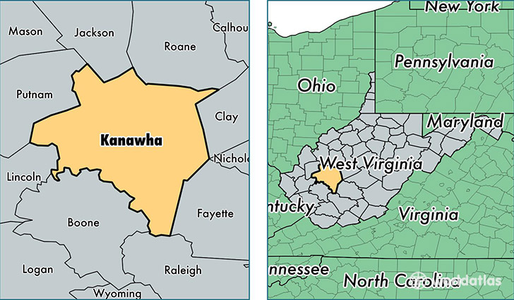 location of Kanawha county on a map