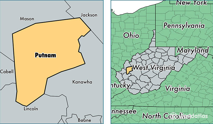 location of Putnam county on a map