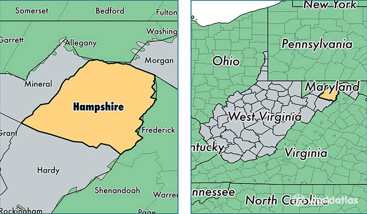 location of Hampshire county on a map