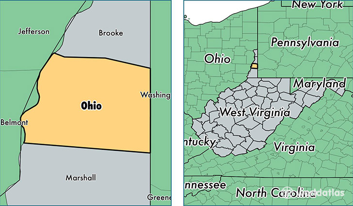 location of Ohio county on a map