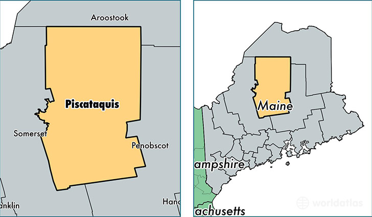 location of Piscataquis county on a map