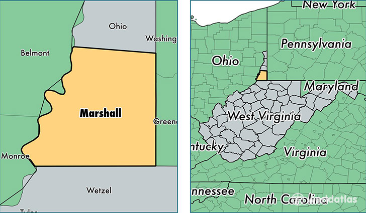 location of Marshall county on a map