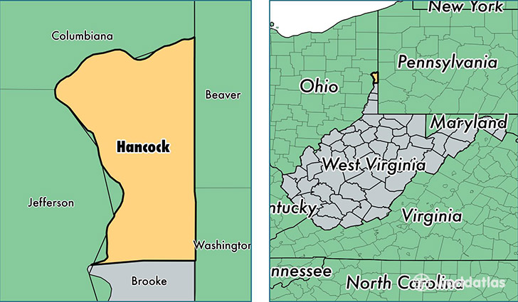 location of Hancock county on a map