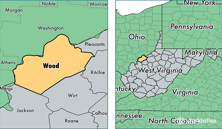 location of Wood county on a map