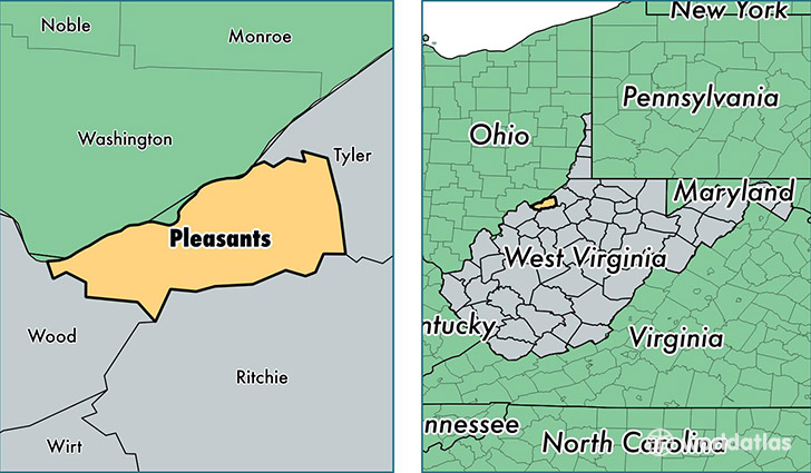 location of Pleasants county on a map