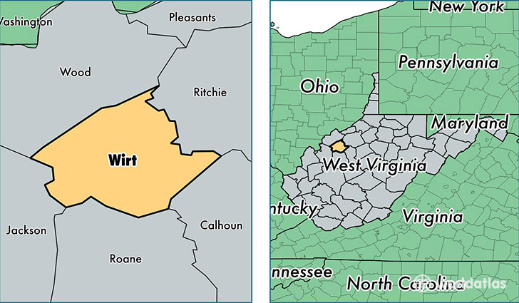 location of Wirt county on a map