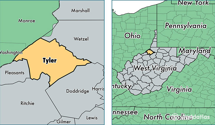 location of Tyler county on a map