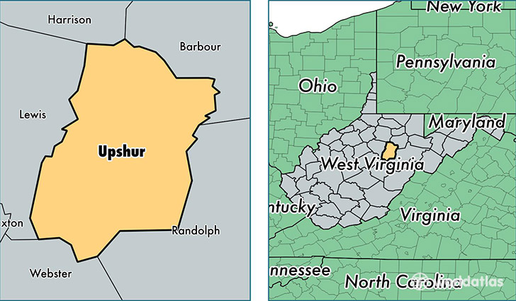 location of Upshur county on a map