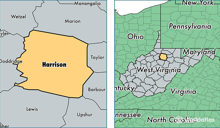 location of Harrison county on a map