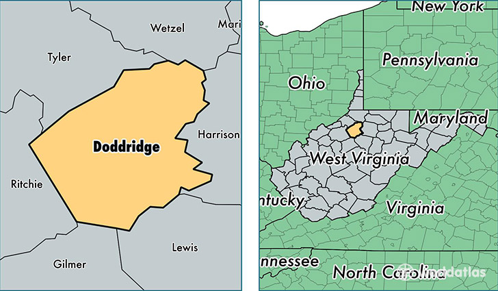 location of Doddridge county on a map