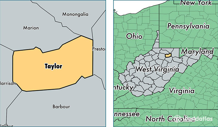 location of Taylor county on a map