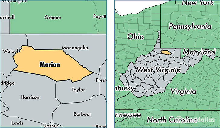 location of Marion county on a map