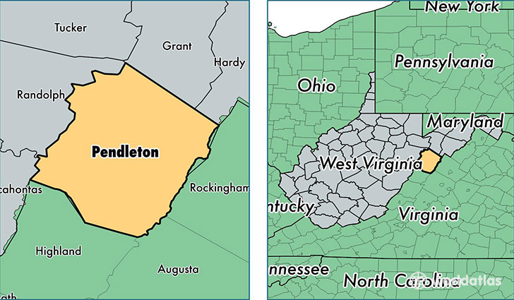 location of Pendleton county on a map