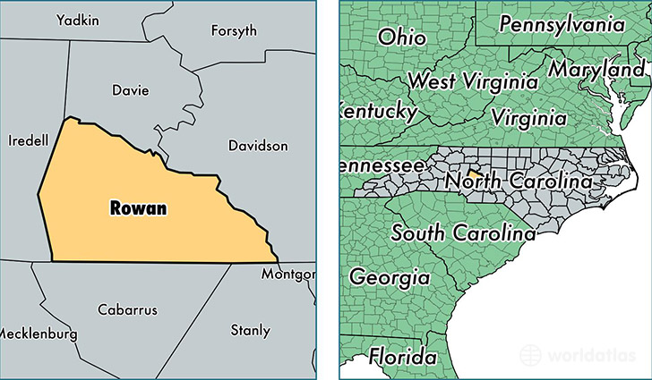 location of Rowan county on a map