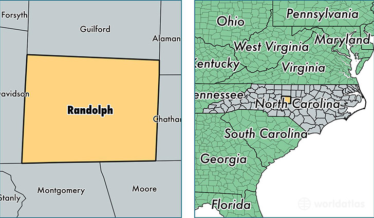 location of Randolph county on a map