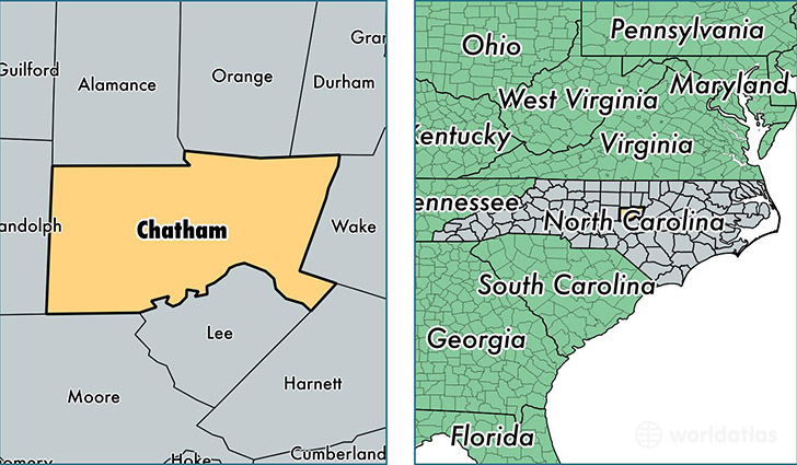 location of Chatham county on a map