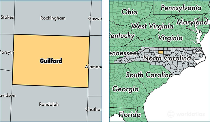 location of Guilford county on a map