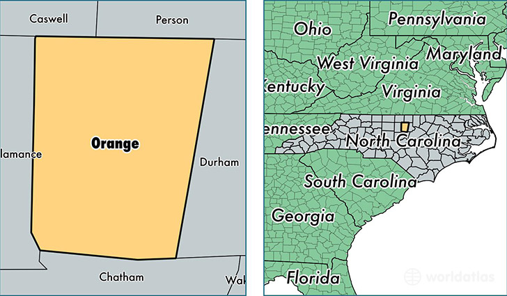 location of Orange county on a map