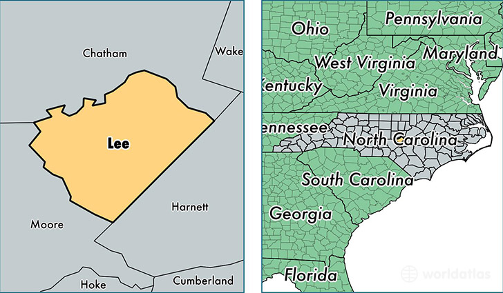 location of Lee county on a map