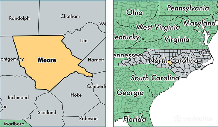 location of Moore county on a map