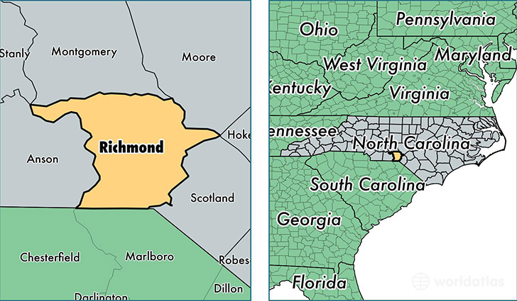 location of Richmond county on a map