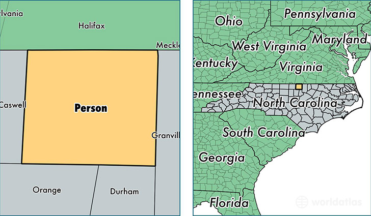 location of Person county on a map