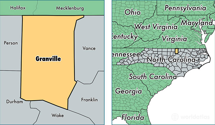 location of Granville county on a map