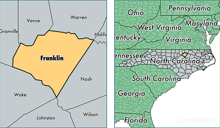 location of Franklin county on a map