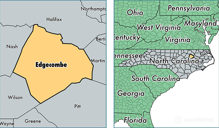 location of Edgecombe county on a map