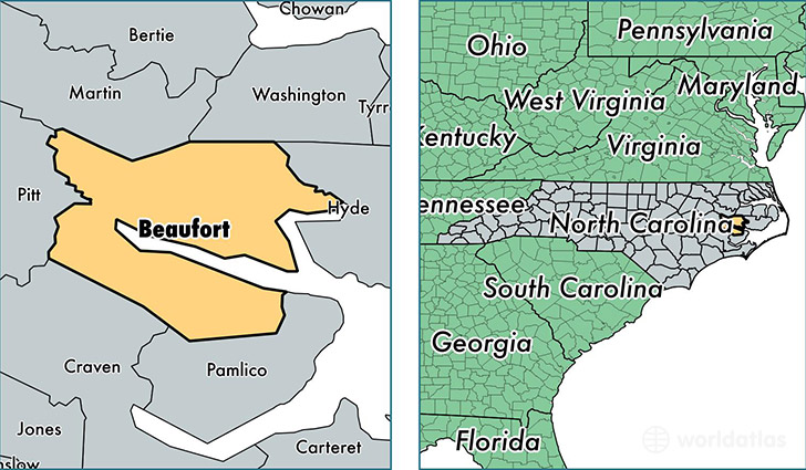 location of Beaufort county on a map