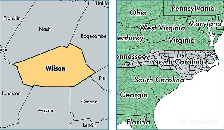 location of Wilson county on a map