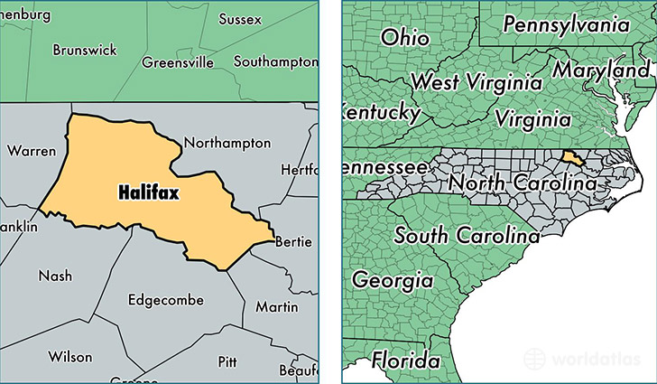 location of Halifax county on a map