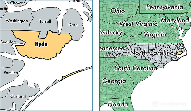 location of Hyde county on a map