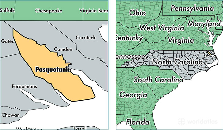 location of Pasquotank county on a map