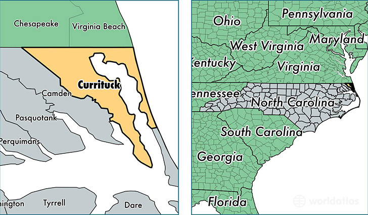 location of Currituck county on a map