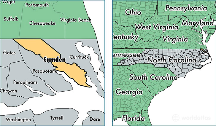 location of Camden county on a map