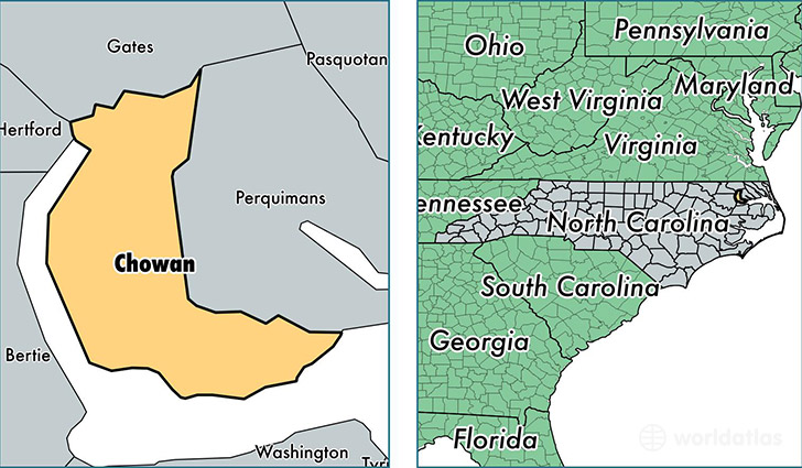 location of Chowan county on a map