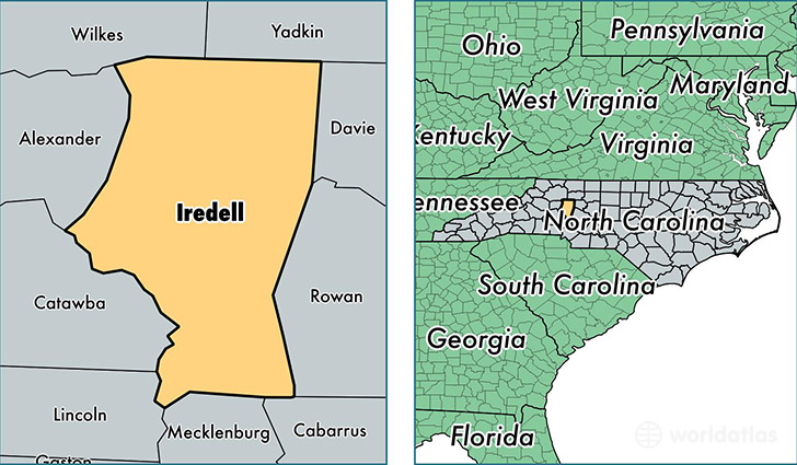 location of Iredell county on a map