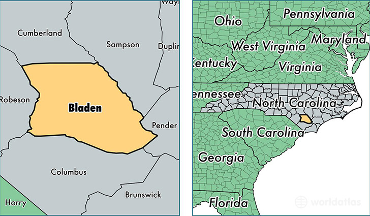 location of Bladen county on a map