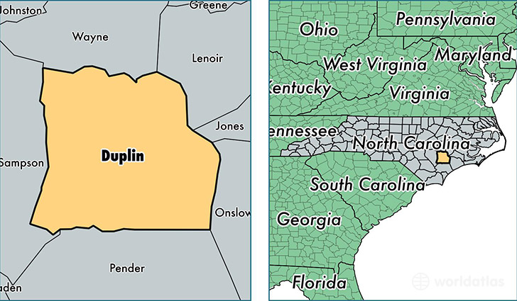 location of Duplin county on a map