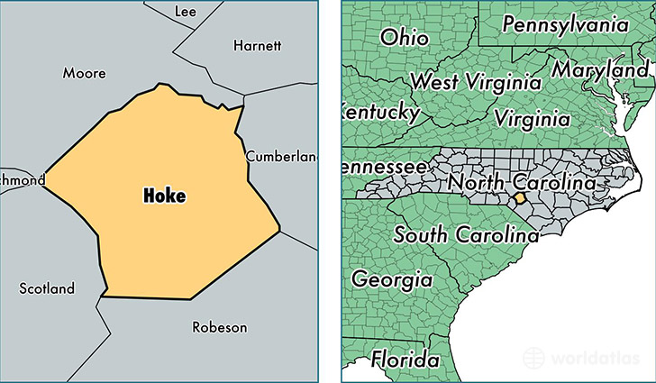 location of Hoke county on a map