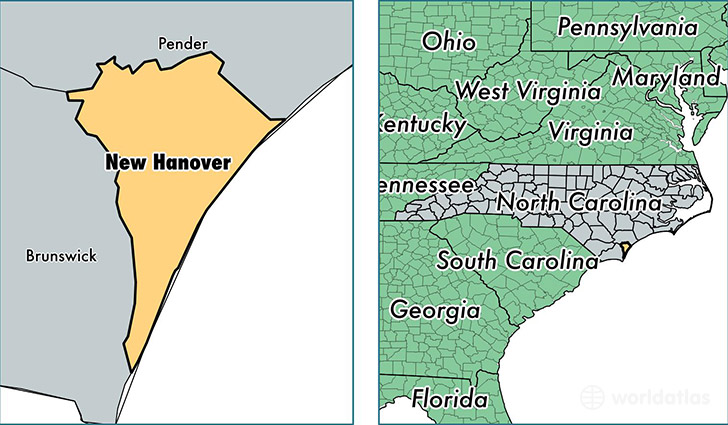 location of New Hanover county on a map