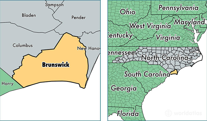 location of Brunswick county on a map