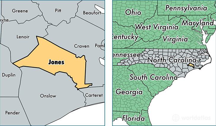 location of Jones county on a map