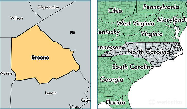 location of Greene county on a map