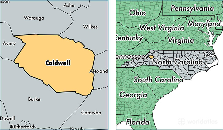 location of Caldwell county on a map