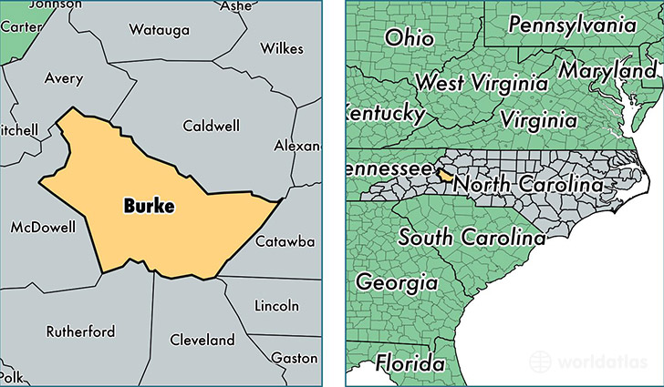 location of Burke county on a map